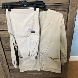 Cherokee khaki LS jacket and elastic pants Small